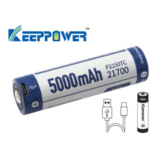 KeepPower 8.0A Discharge 21700 5000mAh Type-C Rechargeable Li-ion Battery - Protected P2150TC