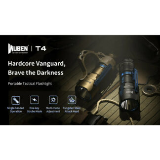 Wuben T4 Rechargeable Compact Tactical Flashlight - 850 Lumens, 401 Metres - Black