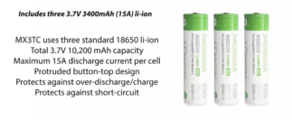 3x Eagtac 18650 3400mAh Batteries