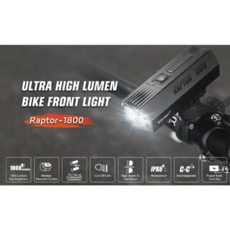 Gaciron Raptor-1800 Rechargeable Front Bike Light with Wireless Remote Switch - 1800 Lumens