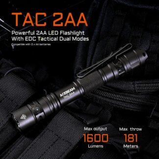 AceBeam TAC 2AA Pocket EDC Flashlight - 1400 Lumens, 304 Metres - Blue