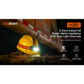 AceBeam H35 Rechargeable 5-Core Industrial Grade Headlamp with Dual Light Sources - 2600 Lumens, 170 Metres